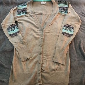 Shining Violet Tan Buttondown Sweater